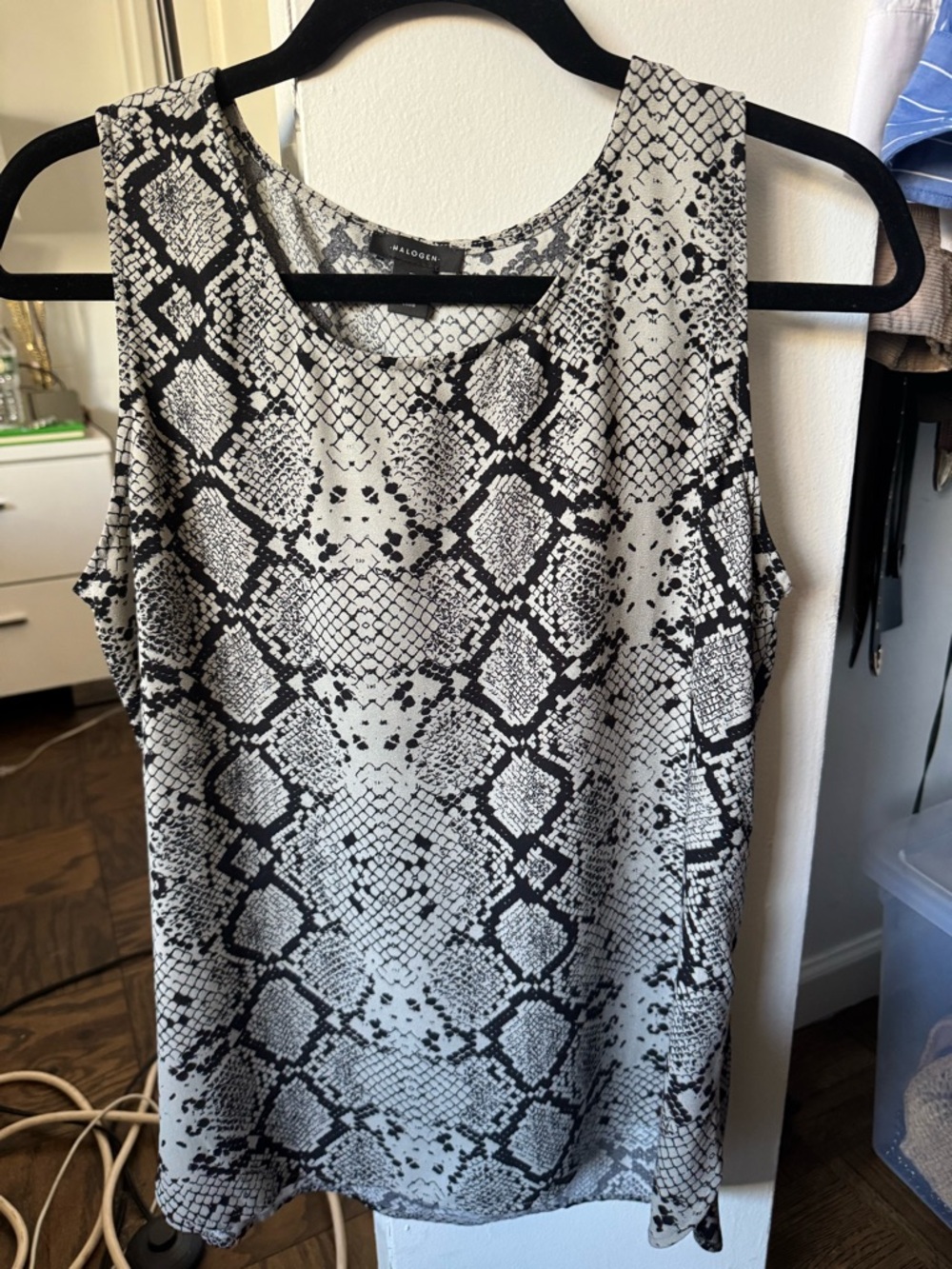 Halogen Black and White Snake-Print Tank